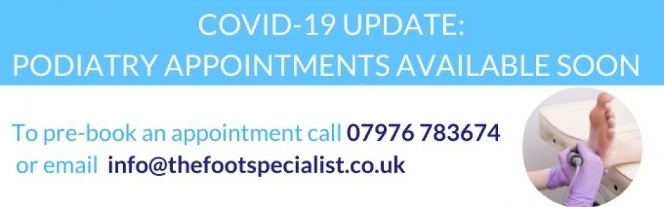 Podiatry appointments available soon at the foot specialist